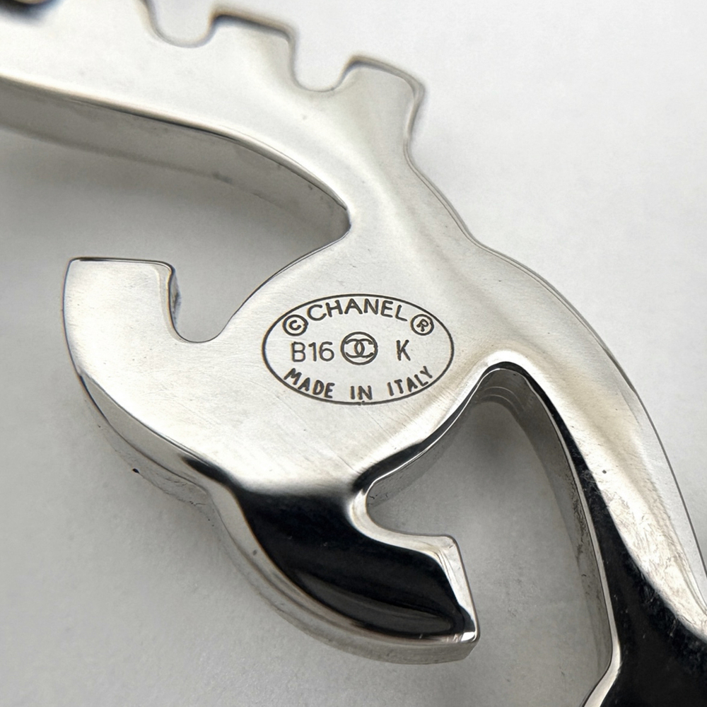 CHANEL Silver Logo Brooch - Picture 6 of 7